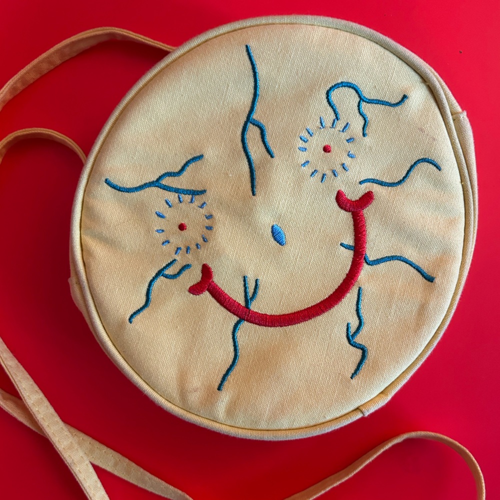 Fashion Brand Company / Penelope Gazin Round Yellow Embroidered Crossbody Bag